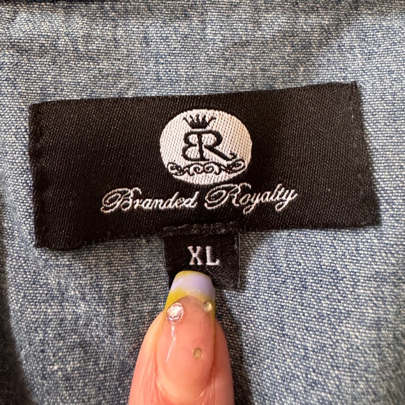 Distressed Denim Button Down Shirt - Picture 4 of 5